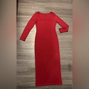 Deep Red Fitted Dress!